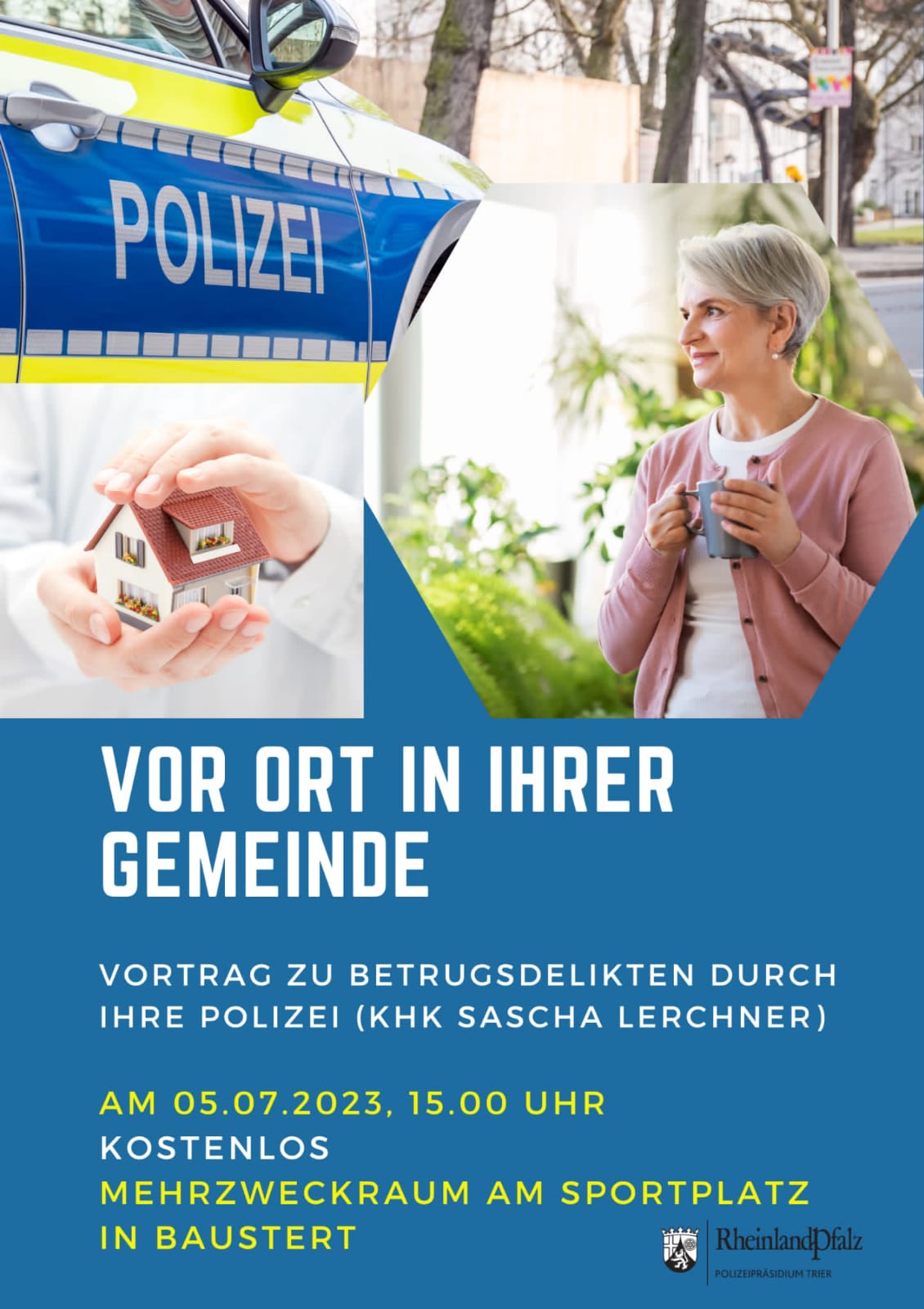 Plakat der Polizei mit Seniorin
