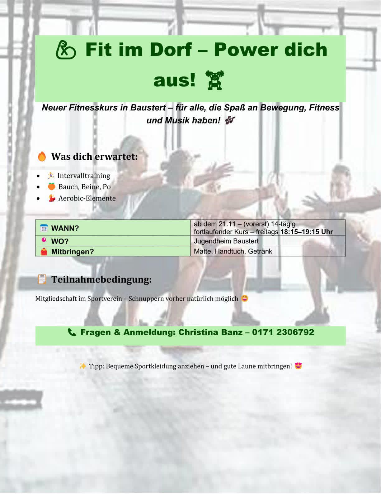 Neuer Fitnesskurs